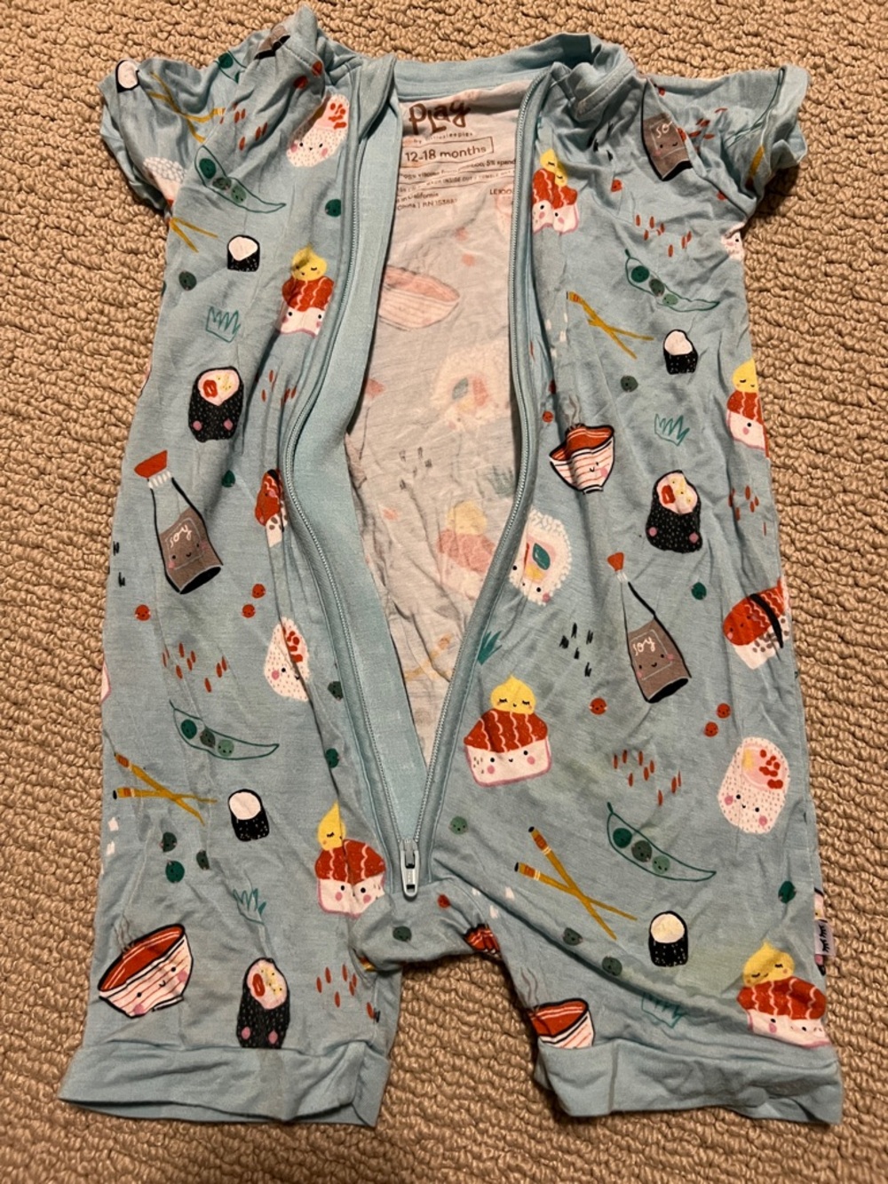 Little Sleepies Sushi Print 12-18 shorty